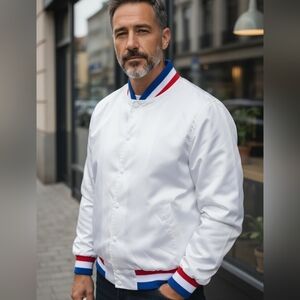 Vintage Westark USA light & Bomber White Red & Blue Men's Jacket Windbreaket